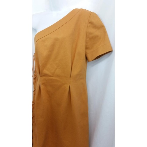 Chloe One Shoulder Lace Up Detail Cotton Dress 40 - Picture 2 of 6